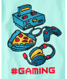 Childrens Place Aqua Blue Hashtag Gaming Tee 